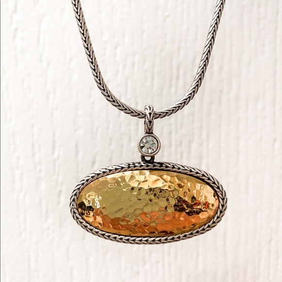 Brighton Jewelry - Brighton Hammered Gold Oval Pendant Necklace